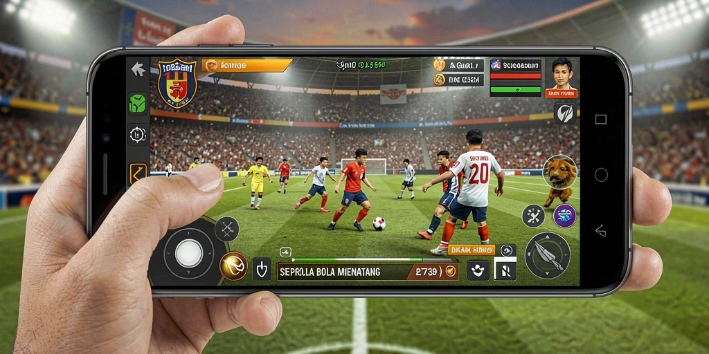 Screenshot gameplay 2739 menunjukkan aksi menegangkan di lapangan sepak bola.