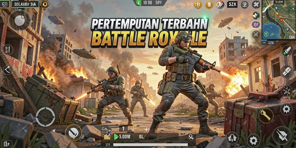Tangkapan layar menampilkan aksi seru di medan perang 5ZK.