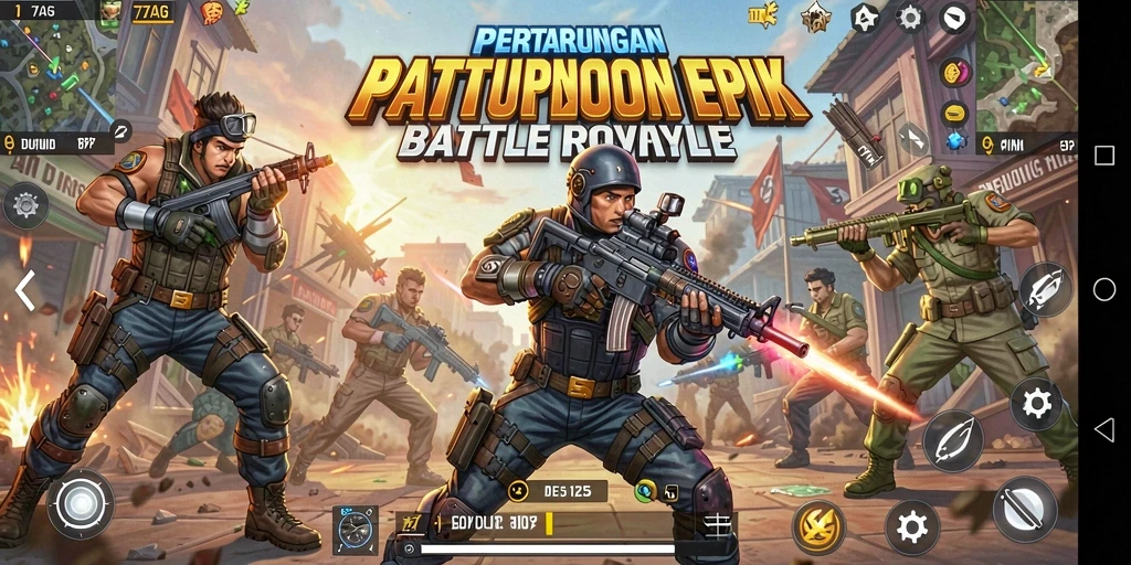 Tampilan permainan Battle Royale yang mengesankan dan dinamis.