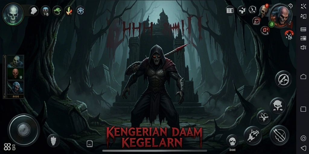 Tampilan menyeramkan dari gameplay 8HHH yang menegangkan.