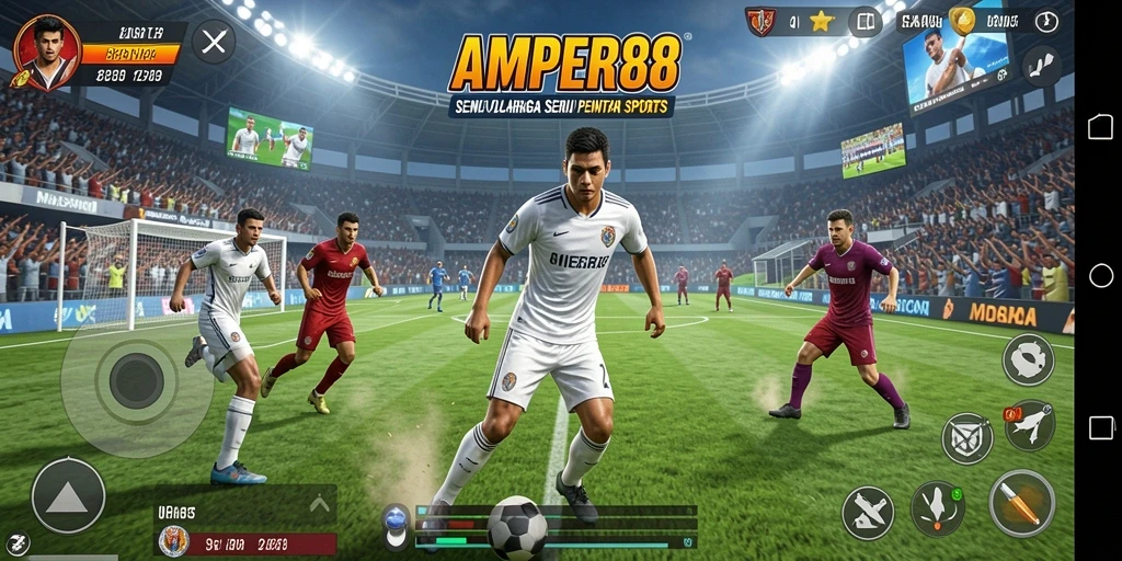 Tampilan utama gameplay AMPER88 dengan aksi olahraga yang seru.