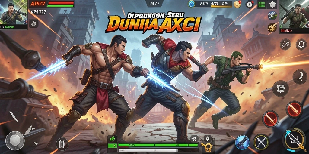 Tampilkan gameplay mendebarkan dalam API77 saat melawan musuh.