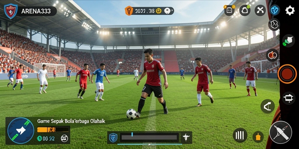 Gameplay intens menampilkan teknik dan strategi sepak bola.