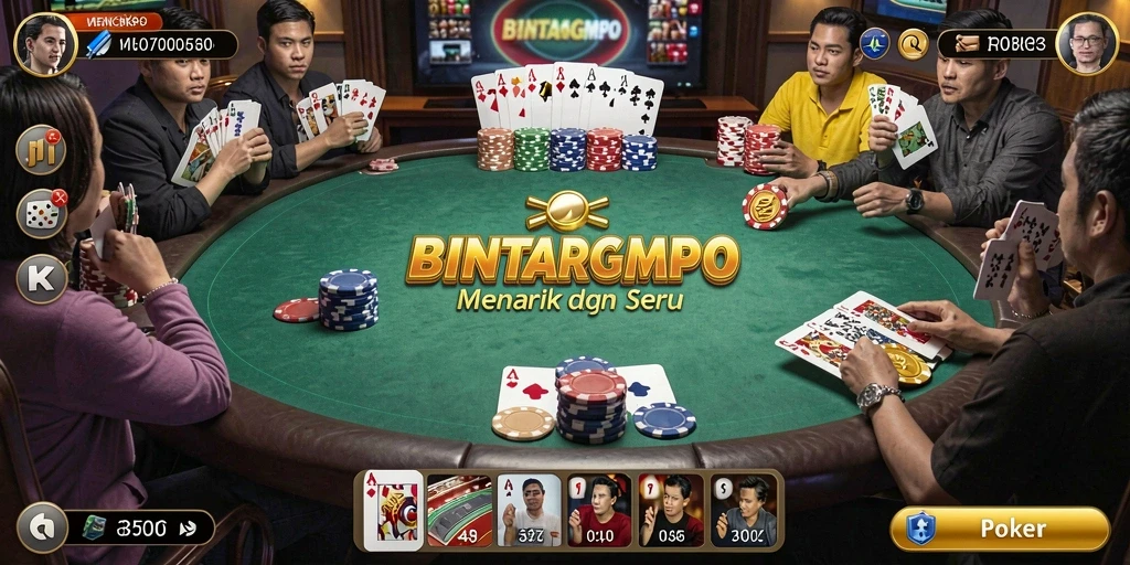 Tampilan gameplay seru di BINTANGMPO saat bermain poker.