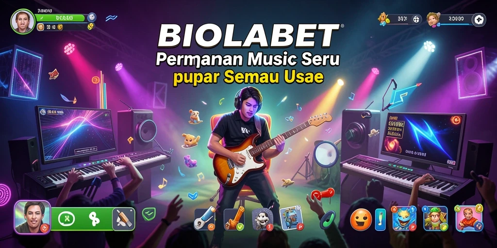 Tampilan menarik dari gameplay BIOLABET yang penuh musik.