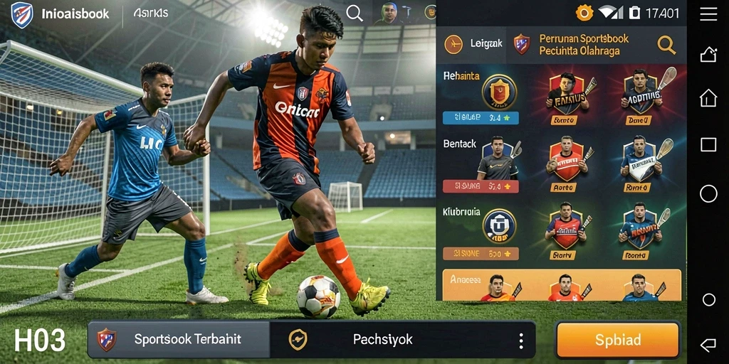 Gambaran tampilan utama H03 yang menunjukkan taruhan olahraga.