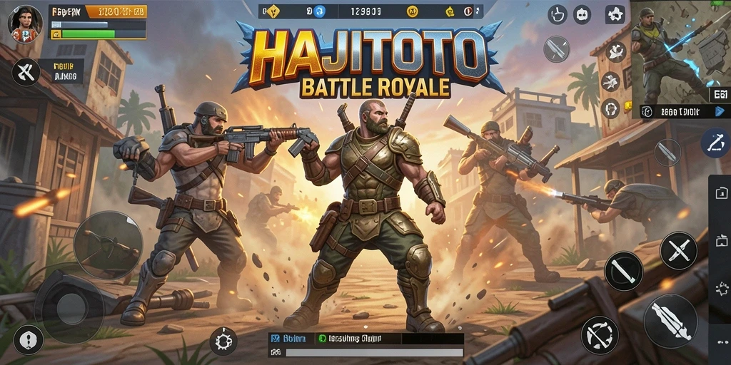 Tangkapan layar epik dari gameplay HAJITOTO dalam aksi Battle Royale.