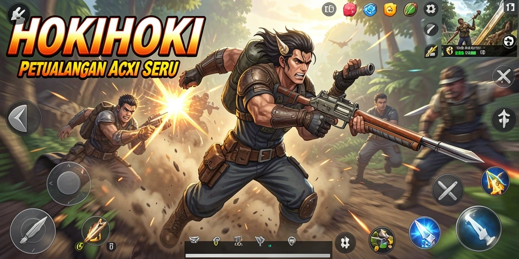 Screenshot HOKIHOKI yang menunjukkan momen aksi mendebarkan di permainan.