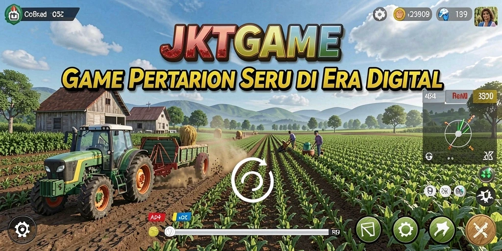 Tampilan gameplay seru di JKTGAME dengan berbagai aktivitas pertanian.