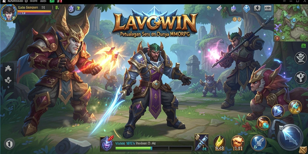 Gameplay LAVOWIN menampilkan pertarungan epik dan petualangan seru dalam dunia MMORPG.