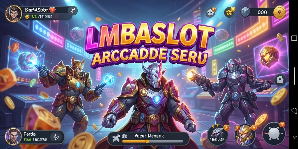 Tampilan gameplay LMBASLOT dengan slot yang berwarna-warni dan menarik.