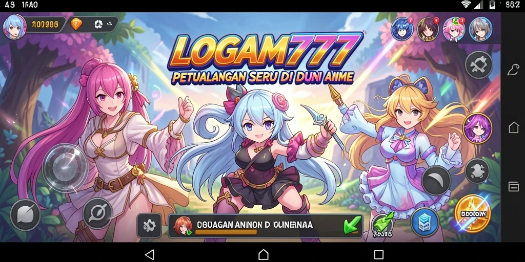 Tampilan gameplay LOGAM777 dengan karakter anime yang menawan.