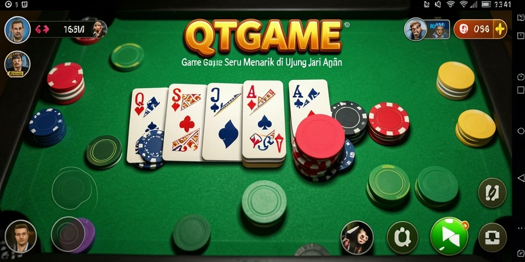 Tampilan gameplay Gaple yang seru dan interaktif dalam QTGAME.