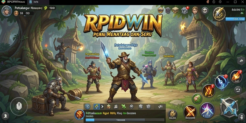 Screenshot gameplay RPIDWIN menampilkan pertarungan seru dan karakter yang unik.