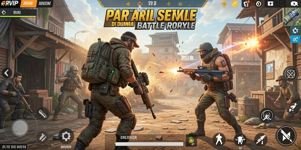 Gameplay seru RVIP dalam pertarungan Battle Royale.