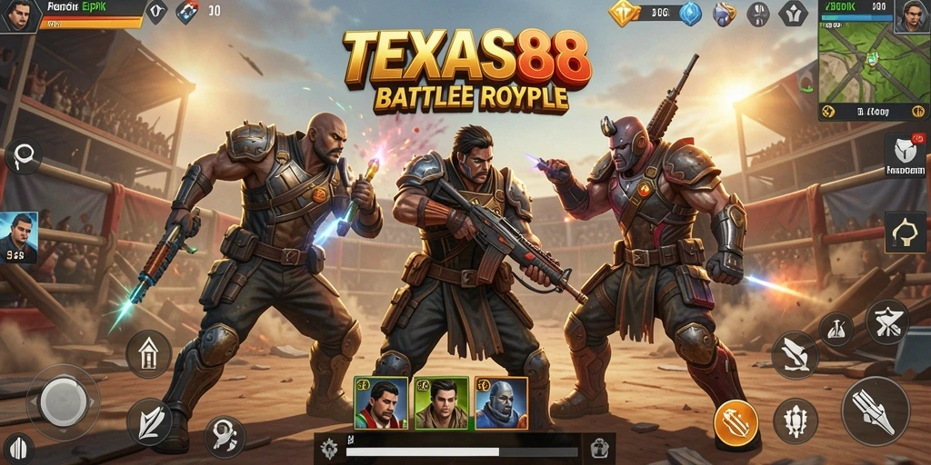 Gameplay menegangkan TEXAS88 dalam pertarungan Battle Royale.