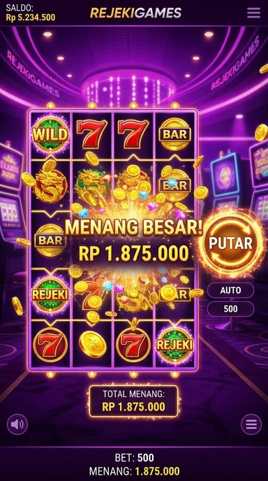 Tampilan antarmuka rejekigames yang menarik dan mudah digunakan.
